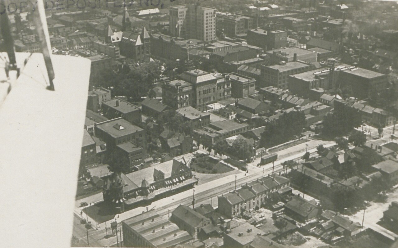 Early aerial postcard view of Hamilton, Ontario