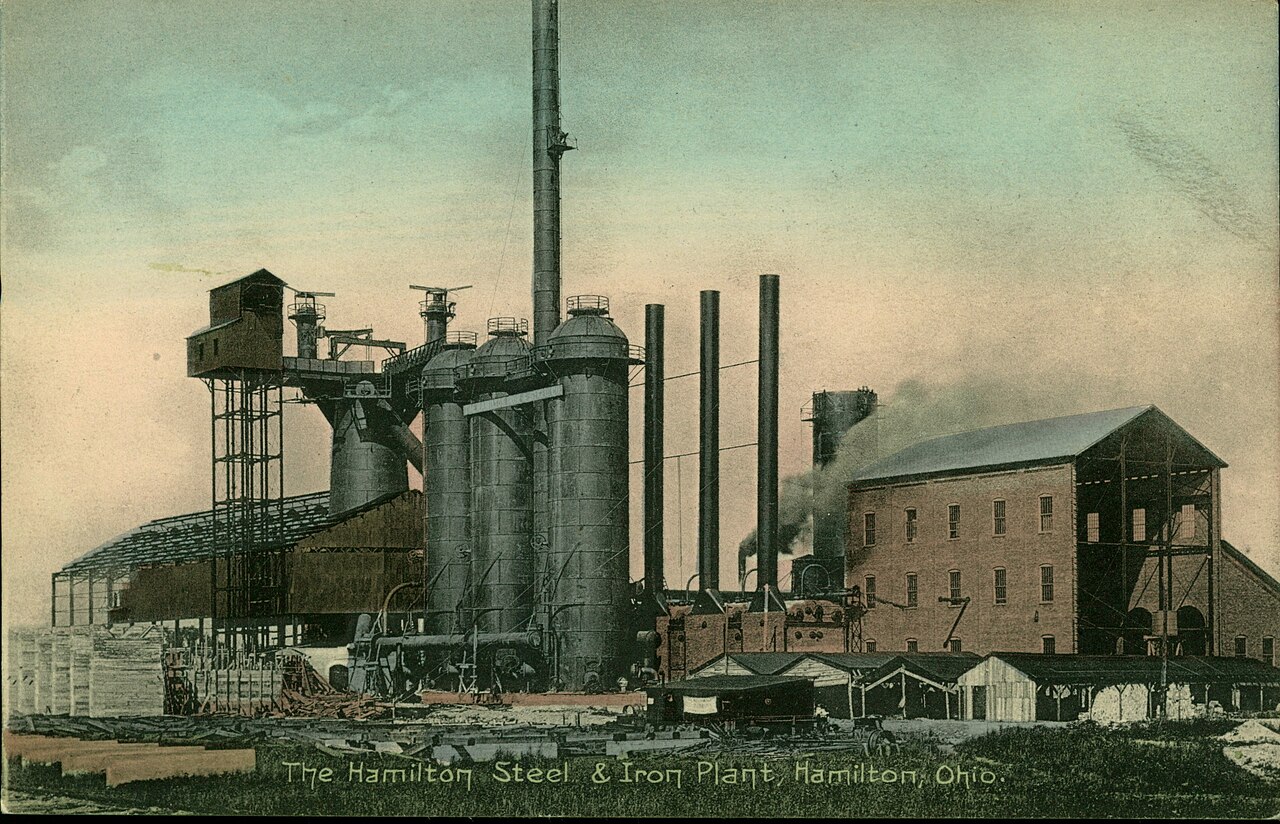 Historic postcard of the Hamilton Steel and Iron Plant